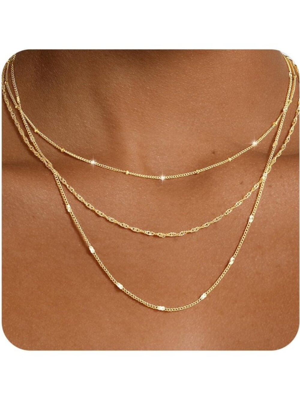 Layered 14k Gold-Plated Necklace for Women | Stackable Jewelry Accessory